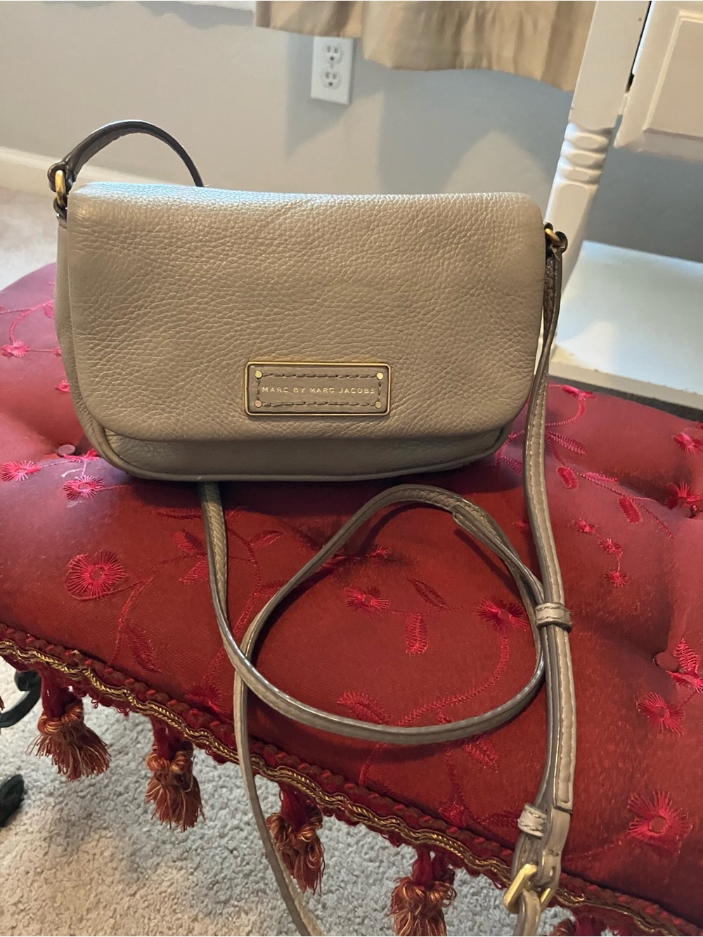 Marc by Marc Jacobs Pebble Leather Crossbody Bag in Taupe Gray